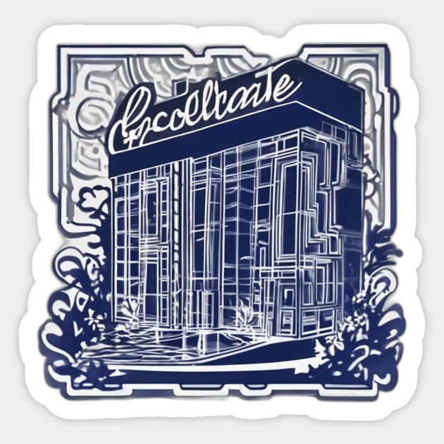 Urban Chic Art Deco Building Sticker No. 631 Sticker by cornelliusy